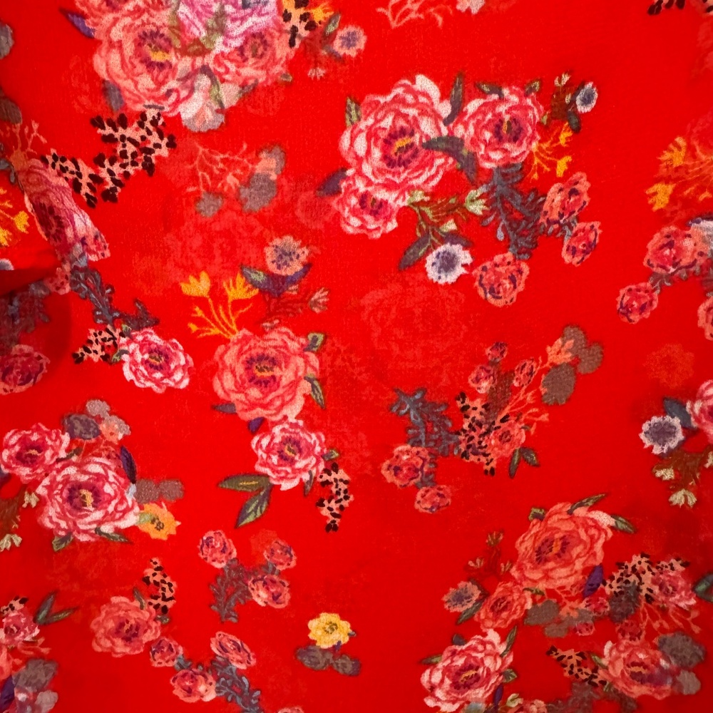 Red floral blouse